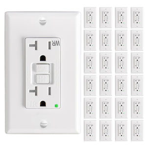Amico 24 Pack 20A GFCI Outlet, Thinner Design, Weather-Resistant (WR), Self-Test, LED Indicator, White, ETL Listed-1