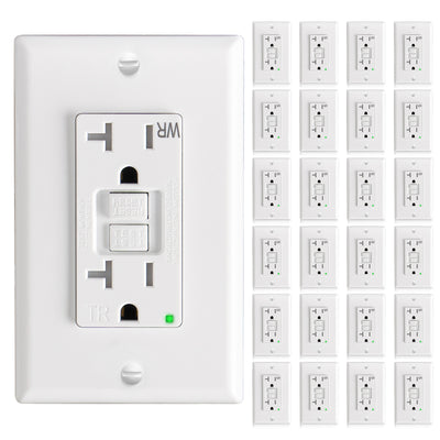 Amico 24 Pack 20A GFCI Outlet, Thinner Design, Weather-Resistant (WR), Self-Test, LED Indicator, White, ETL Listed-1
