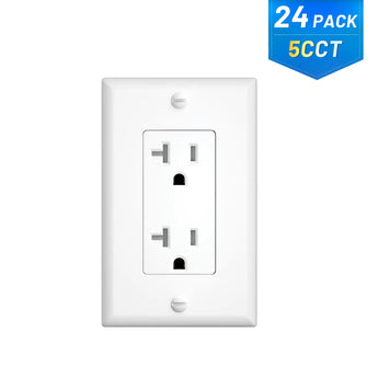 20A Tamper Resistant Decorator Outlet with Wall Plate & Screws - White-15