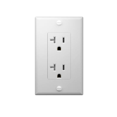 20A Tamper Resistant Decorator Outlet with Wall Plate & Screws - White-10
