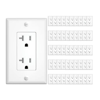 20A Tamper Resistant Decorator Outlet with Wall Plate & Screws - White-1