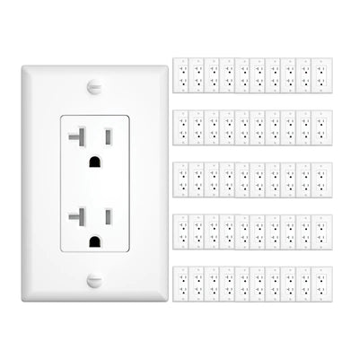 20A Tamper Resistant Decorator Outlet with Wall Plate & Screws - White-1