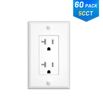 20A Tamper Resistant Decorator Outlet with Wall Plate & Screws - White-18