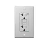 20A Weather Resistant GFCI Outlet with LED Indicator, Wall Plate & Screws - White-11