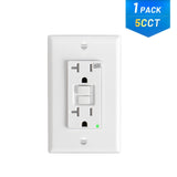 20A Weather Resistant GFCI Outlet with LED Indicator & Wall Plate - White-14