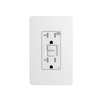 20A Weather Resistant GFCI Outlet with LED Indicator & Wall Plate - White-1