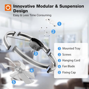24 Inch Black Low Profile Flush Mount Ceiling Fan with Lights & Remote, 3000 - 6000K Dimmable LED Modern Fandelier for Bedroom Kitchen Living Room - 2