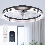 24 Inch Low Profile Ceiling Fan with Lights & Remote, 3000K - 6000K Dimmable Flush Mount LED Fandelier for Bedroom Kitchen Living Room - 9