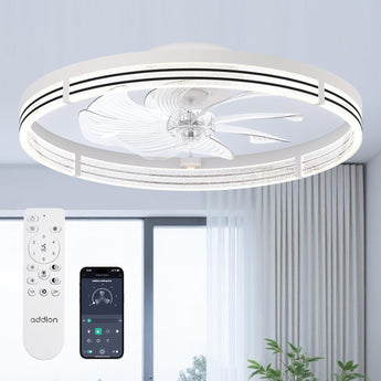 24 Inch Low Profile Ceiling Fan with Lights & Remote, 3000K - 6000K Dimmable Flush Mount LED Fandelier for Bedroom Kitchen Living Room - 1