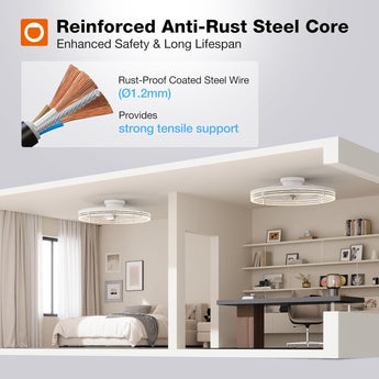 24 Inch Low Profile Ceiling Fan with Lights & Remote, 3000K - 6000K Dimmable Flush Mount LED Fandelier for Bedroom Kitchen Living Room - 8