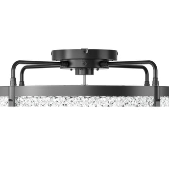 24" Low Profile Fandelier Ceiling Fan with Light & Remote, Flush Mount, Crystal Design, 3-CCT Dimmable, Modern LED Fan-5