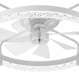 24" Low Profile Fandelier Ceiling Fan with Light & Remote, Flush Mount, Crystal Design, 3-CCT Dimmable, Modern LED Fan-18