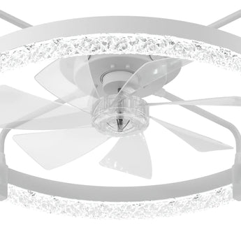 24" Low Profile Fandelier Ceiling Fan with Light & Remote, Flush Mount, Crystal Design, 3-CCT Dimmable, Modern LED Fan-18