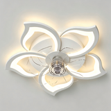 27" Black Flower Ceiling Fan with Light | Low Profile Flush Mount, Dimmable, Remote/App Control - 2