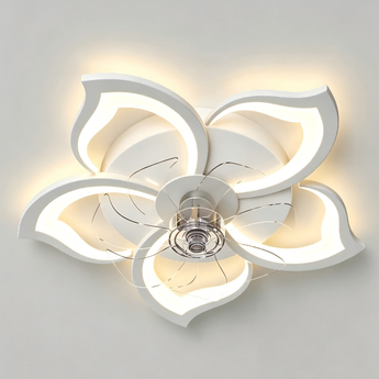 27" Black Flower Ceiling Fan with Light | Low Profile Flush Mount, Dimmable, Remote/App Control - 2