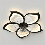 27" Black Flower Ceiling Fan with Light | Low Profile Flush Mount, Dimmable, Remote/App Control - 1