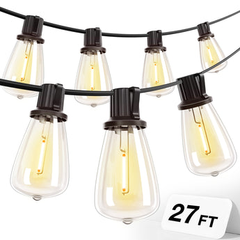 ST38 Outdoor String Lights, LED Shatterproof Bulbs, Suspended Standard Sockets, 3 Lighting Modes - 1