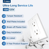 Amico-15A Tamper Resistant Decorator Outlet with Self-Grounding, Wall Plate & Screws - White-2