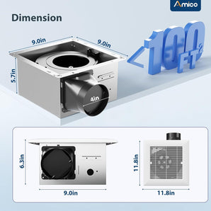 110 CFM Bathroom Exhaust Fan, 1.0 Sone Low Noise Ventilation Fan, Ceiling Mounted Retrofit