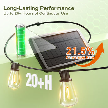 ST38 Solar String Lights, LED Shatterproof Bulbs, Suspended Standard Sockets, 3 Lighting Modes - 7
