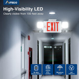 Double - Sided Exit Sign Emergency Light Combo, Two Adjustable LED Heads with Battery Backup, AC 120/277V - 2