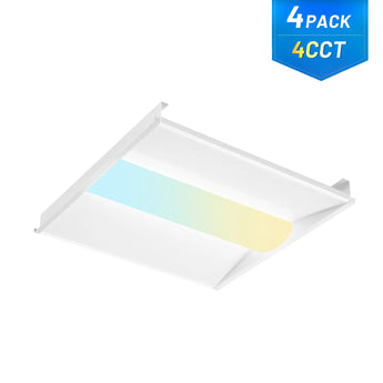 2x2 LED Troffer Panel Light, 4CCT, 20–40W Adjustable, 5200 Lumens, 0–10V Dimmable Flat Panel for Drop Ceiling, ETL & DLC-12