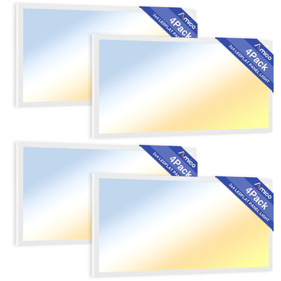 2x4 LED Panel Light, 30W/40W/50W, 6250LM, Selectable Wattage & 3CCT, 0-10V Dimmable, Drop Ceiling Light