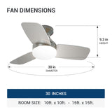 30" Low Profile Ceiling Fan with Light & Remote, Flush Mount, 3 - CCT Dimmable, Reversible & Noiseless, 4 Colors Available - 16