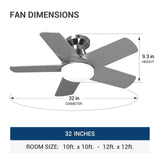 32" Low Profile Ceiling Fan with Light, 3CCT Dimmable, Remote, Flush Mount, Quiet – Indoor/Outdoor - 9