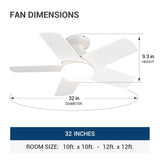 32" Low Profile Ceiling Fan with Light, 3CCT Dimmable, Remote, Flush Mount, Quiet – Indoor/Outdoor - 21