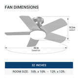 32" Low Profile Ceiling Fan with Light, 3CCT Dimmable, Remote, Flush Mount, Quiet – Indoor/Outdoor - 15