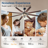 Ceiling Fan with Light – 65", 8 - Blade, Reversible DC Motor, 3CCT, Dimmable - 3