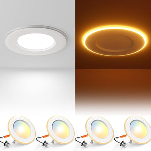 4 Inch LED Can Lights with Night Light, Retrofit Recessed Lighting Selectable 5CCT, 700LM Downlight, Dimmable, ETL & FCC-1