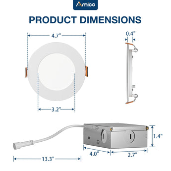 4 Inch Recessed LED Lighting, Slim Design, Selectable CCT, 800 Lumens-3