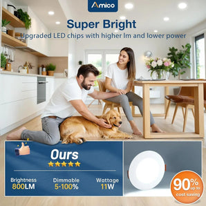 4 Inch Recessed LED Lighting, Slim Design, Selectable CCT, 800 Lumens - 2