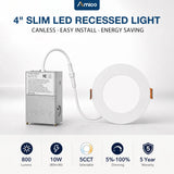 4 Inch Recessed LED Lighting, Slim Design, Selectable CCT, 800 Lumens-1