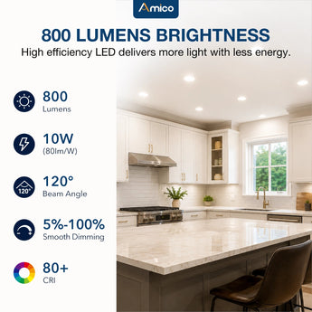 4 Inch Recessed LED Lighting, Slim Design, Selectable CCT, 800 Lumens-8