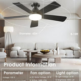 42" Black Smart Ceiling Fan with Light, Flush Mount Reversible Quiet Fan, Voice APP Remote Control Home Indoor Fan - 3