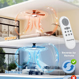 42" Black Smart Ceiling Fan with Light, Flush Mount Reversible Quiet Fan, Voice APP Remote Control Home Indoor Fan - 5