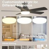 42" Black Smart Ceiling Fan with Light, Flush Mount Reversible Quiet Fan, Voice APP Remote Control Home Indoor Fan - 6