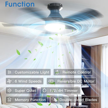 42" Black Smart Ceiling Fan with Light, Flush Mount Reversible Quiet Fan, Voice APP Remote Control Home Indoor Fan - 7