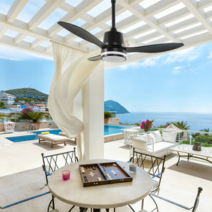 42 Inch IP65 Waterproof Outdoor Ceiling Fan with Light, 3CCT 6 Speeds Hanging Patio Fan with Remote Control, Plug in Design for Porch Pergola Garage Canopy, Black-2
