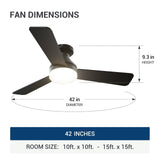42" Low Profile Ceiling Fan with Light & Remote, Flush Mount, 3 - CCT Dimmable, Reversible & Noiseless, 4 Colors Available - 3
