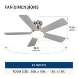42" Low Profile Ceiling Fan with Light & Remote, Flush Mount, 3CCT Dimmable, Reversible, Quiet - 16