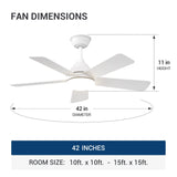 42" Sleek Ceiling Fan with Light, 3CCT Dimmable, Remote, Reversible, Quiet – Bedroom & Living Room - 22