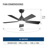 42" Sleek Ceiling Fan with Light, 3CCT Dimmable, Remote, Reversible, Quiet – Bedroom & Living Room - 3