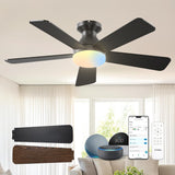 42" Smart Ceiling Fan with Lights, Low Profile White Ceiling Fan with Remote & Alexa Control, Quiet Reversible DC Fan - 1