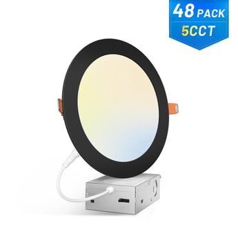 7 Inch Recessed LED Lighting, Slim Design, Selectable CCT, 1300 Lumens, Black Trim - 14