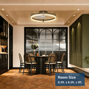 24" Low Profile Fandelier Ceiling Fan with Light & Remote, Flush Mount, Crystal Design, 3-CCT Dimmable, Modern LED Fan