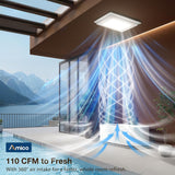Amico-110 CFM Bathroom Exhaust Fan with LED Light, 1.0 Sone Low Noise, 1000LM 5CCT Dimmable, Ceiling Mount-4